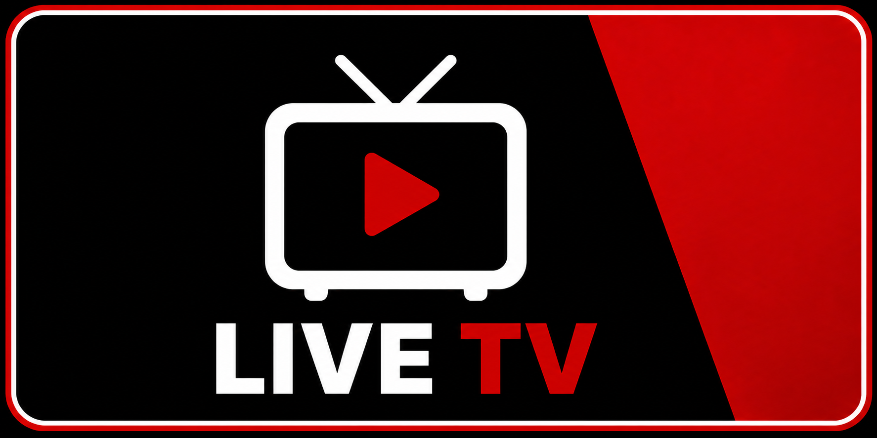 TiviStation live IPTV streaming with TV icon and play button on black and red background