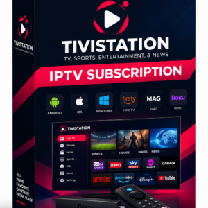 TiviStation IPTV Subscription Box – Multi-Device Streaming Service TiviStation IPTV subscription box with device compatibility icons and streaming interface display